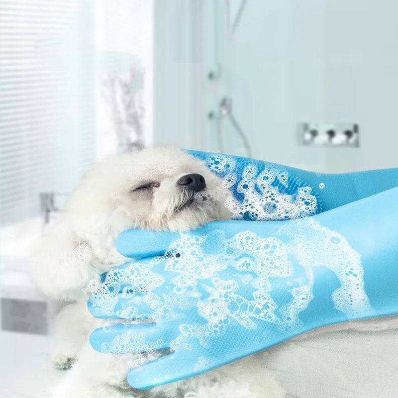 Pawro Silicone Pet Bath Glove — soft grooming bristles, view 6