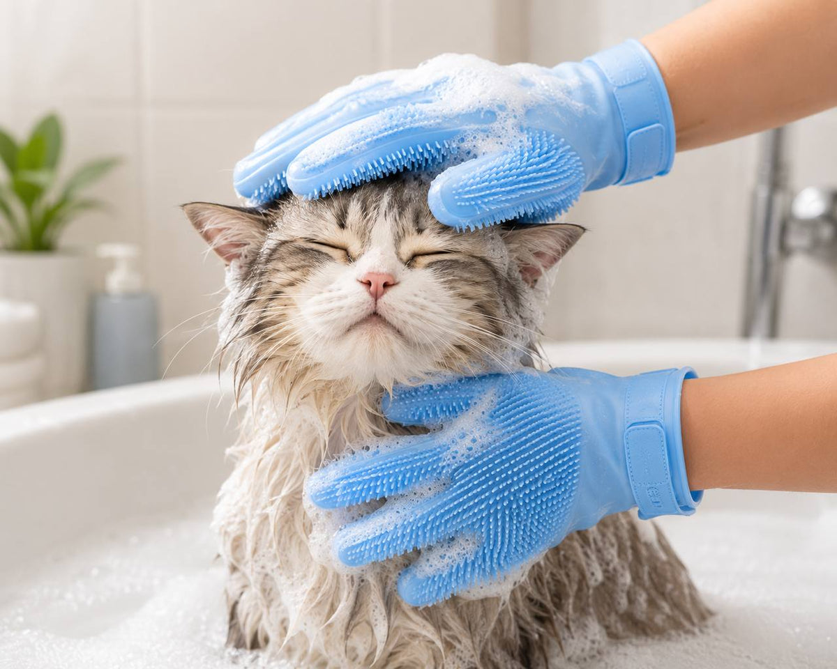Pawro Silicone Pet Bath Glove — soft grooming bristles, view 7