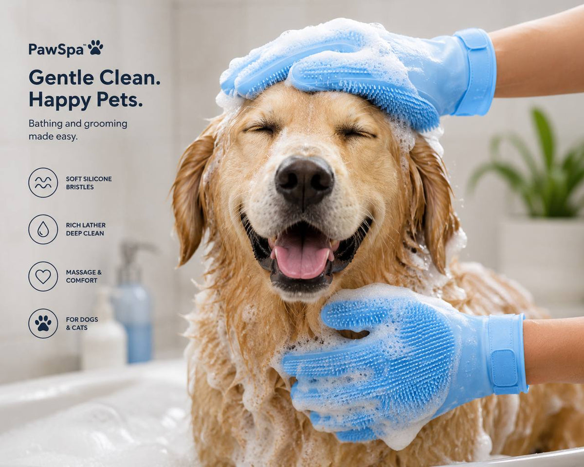 Pawro Silicone Pet Bath Glove — soft grooming bristles, view 5
